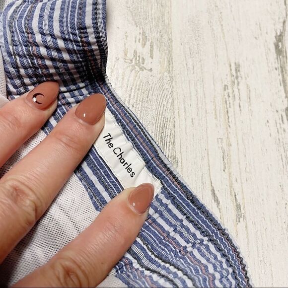 Onia Charles 5" Stretch Navy Stripe Swim Trunks - Picture 4 of 6